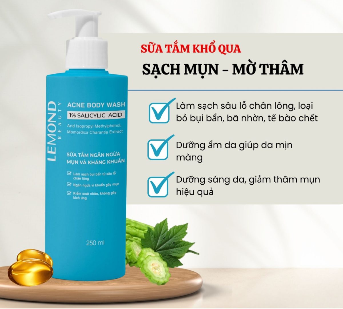 Sữa tắm Lemond Acne Body Wash sạch mụn - ngừa thâm