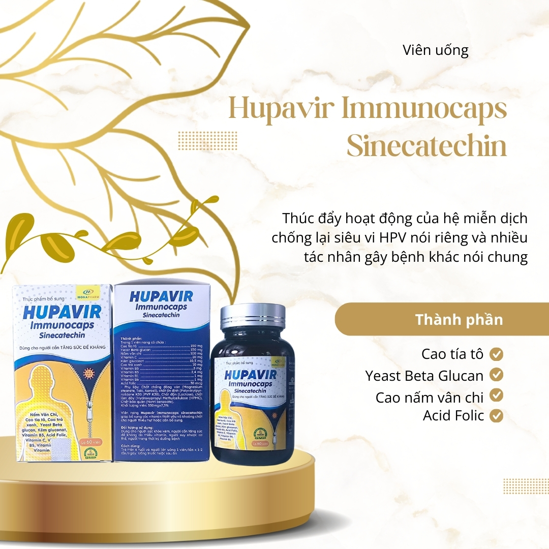 Viên uống Hupavir Immunocaps Sinecatechin