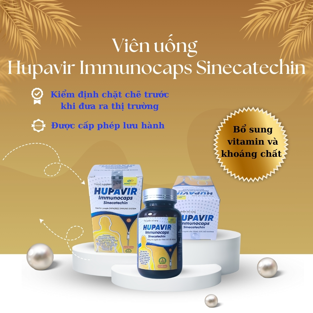 Viên uống Hupavir Immunocaps Sinecatechin