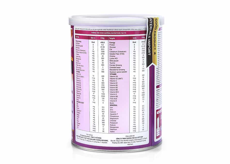 Thành phần của sữa Madam Sure Breast Enlargement For Night